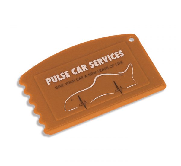 Antimicrobial Credit Card Ice Scraper - Orange