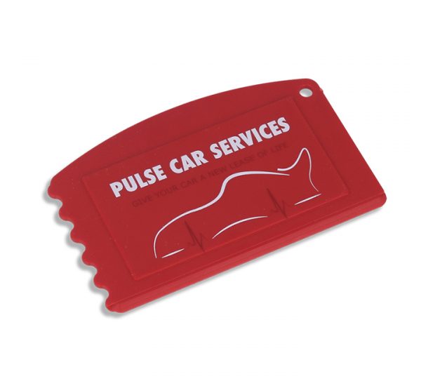 Antimicrobial Credit Card Ice Scraper - Red