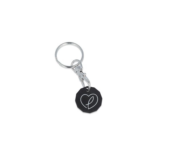 Antimicrobial Trolley Coin Keyring - Black