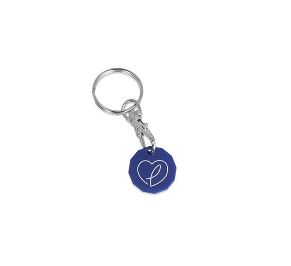 Antimicrobial Trolley Coin Keyring - Blue