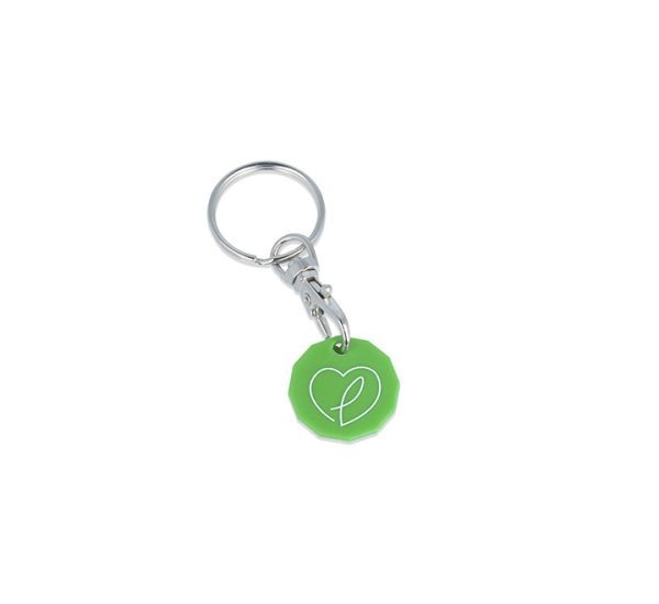 Antimicrobial Trolley Coin Keyring - Green