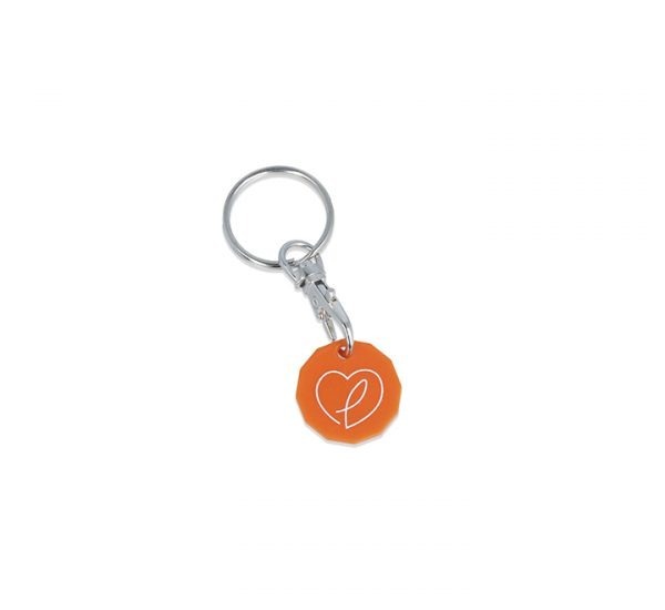 Antimicrobial Trolley Coin Keyring - Orange