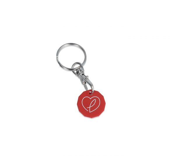 Antimicrobial Trolley Coin Keyring - Red