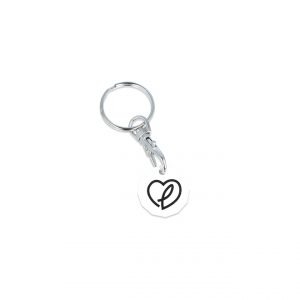 Antimicrobial Trolley Coin Keyring - White