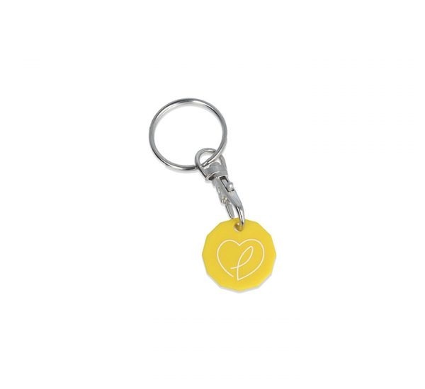Antimicrobial Trolley Coin Keyring - Yellow