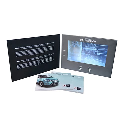 Using promotional video card brochures